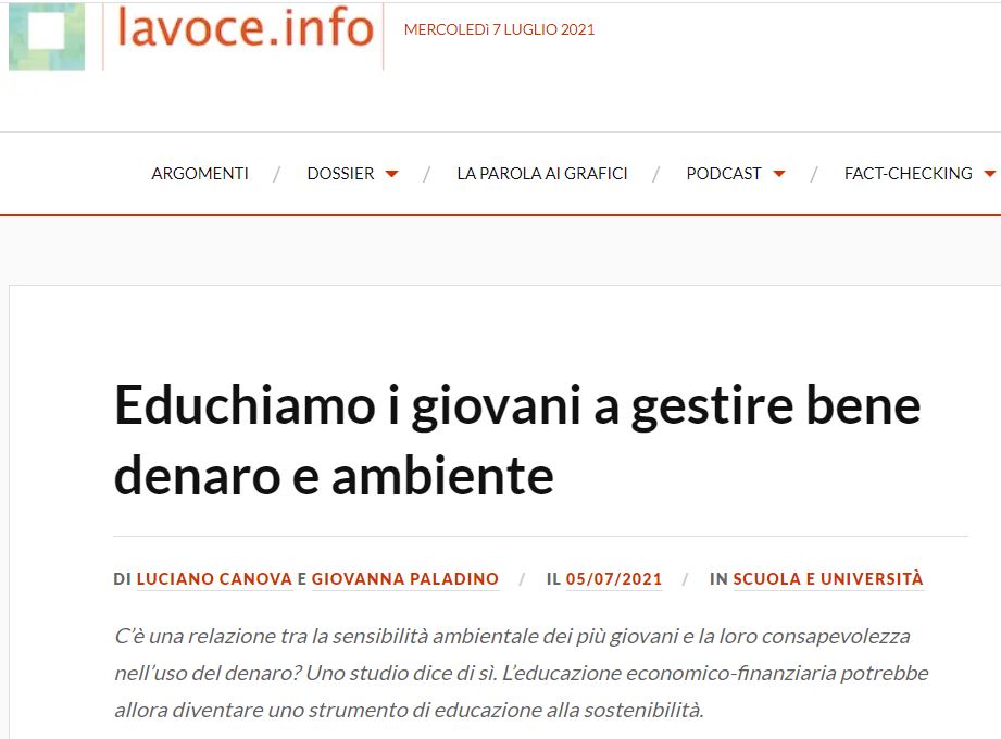 Sensibilità ambientale ed educazione finanziaria