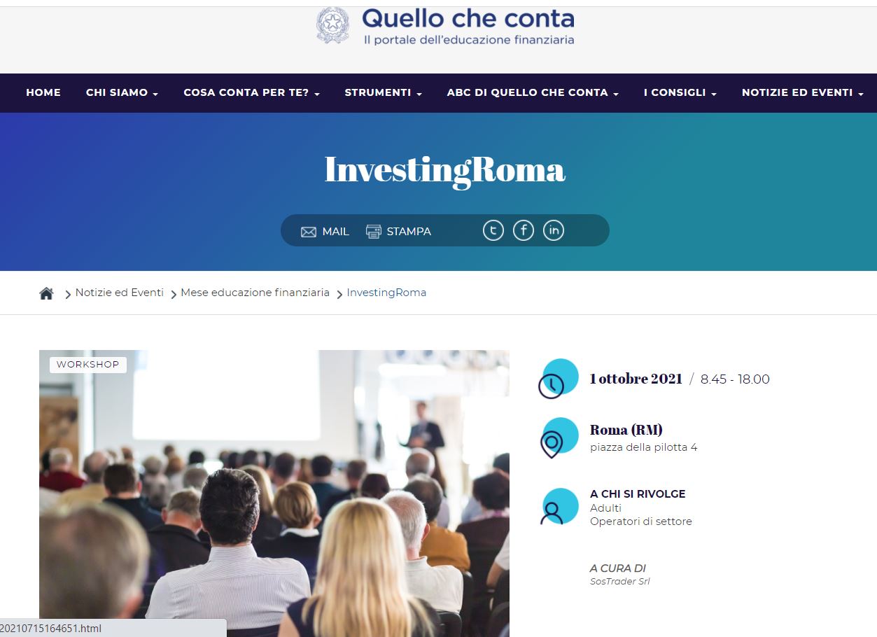 Investing Roma è nel Mese dell'educazione finanziaria