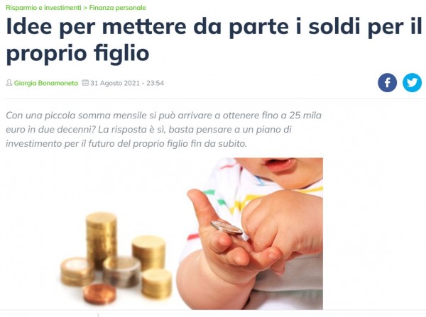 Mettere i soldi da parte per i figli